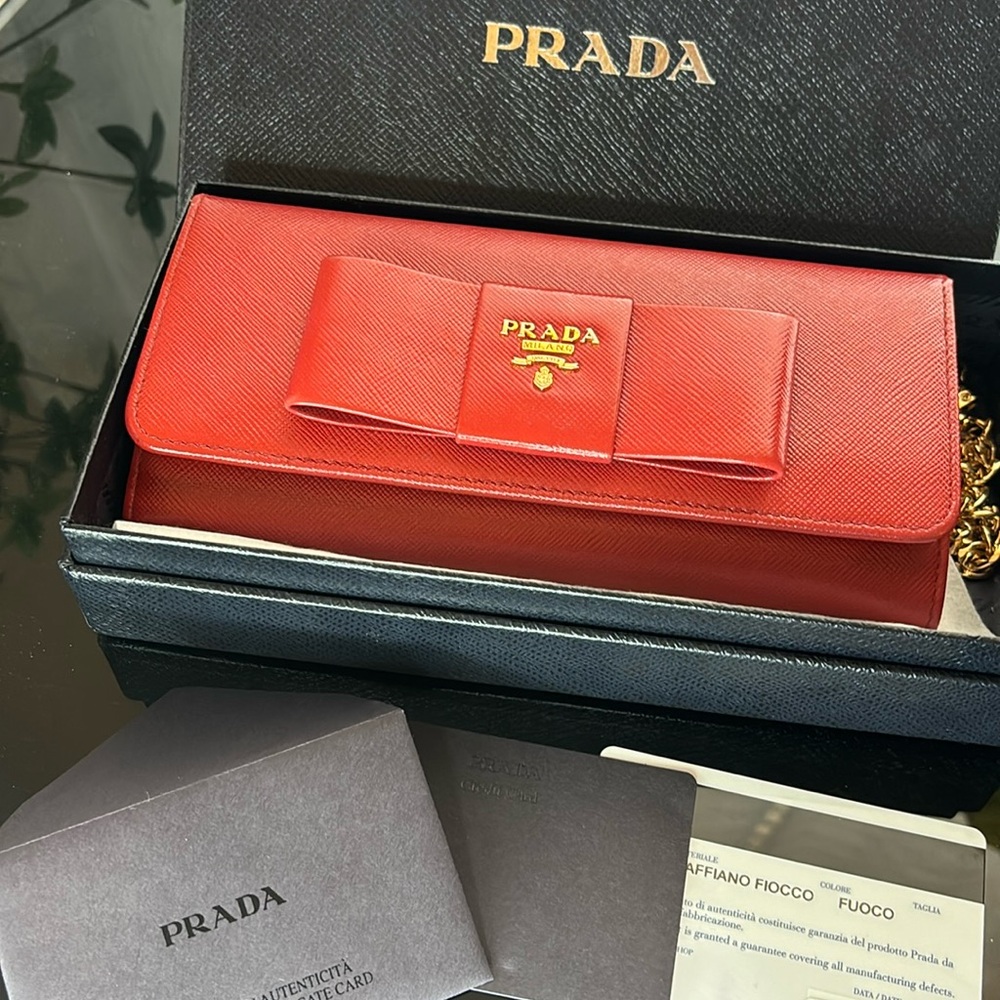 Prada Saffiano Fiocco Bow Wallet